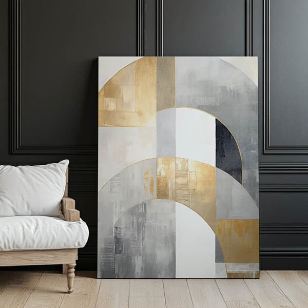 Golden Symmetry: Art Deco in Abstraction Golden Symmetry: Art Deco in Abstraction, 30x40 cm, mørkebrun træramme, 230 gsm mat papir