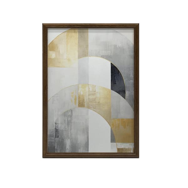 Golden Symmetry: Art Deco in Abstraction Golden Symmetry: Art Deco in Abstraction, 50x70 cm, sort aluminiumsramme, 230 gsm mat papir