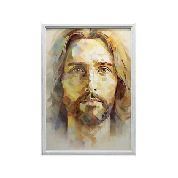Modern Face of Jesus Modern Face of Jesus, 30x40 cm, lys egetræsramme, 230 gsm mat papir