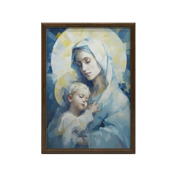 Motherly Love: Mary with Baby Jesus Motherly Love: Mary with Baby Jesus, 60x90 cm, guldaluminiumram, 230 gsm matt papper