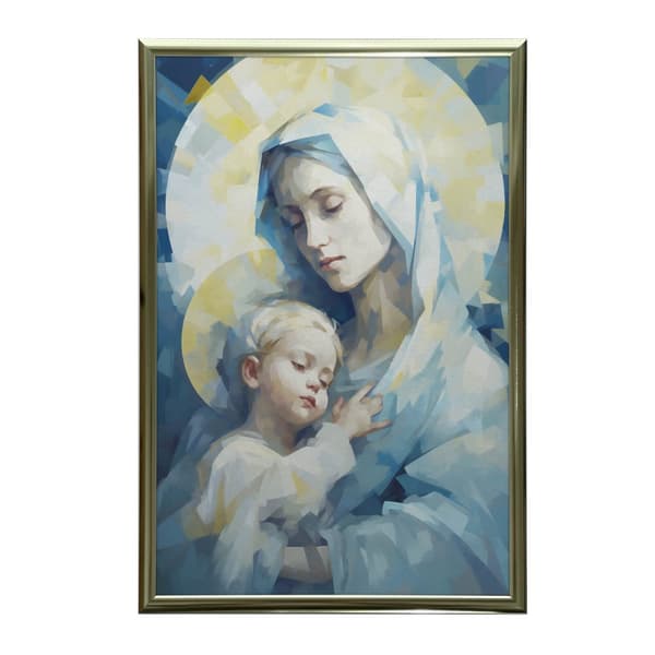 Motherly Love: Mary with Baby Jesus Motherly Love: Mary with Baby Jesus, 60x90 cm, guldaluminiumram, 230 gsm matt papper