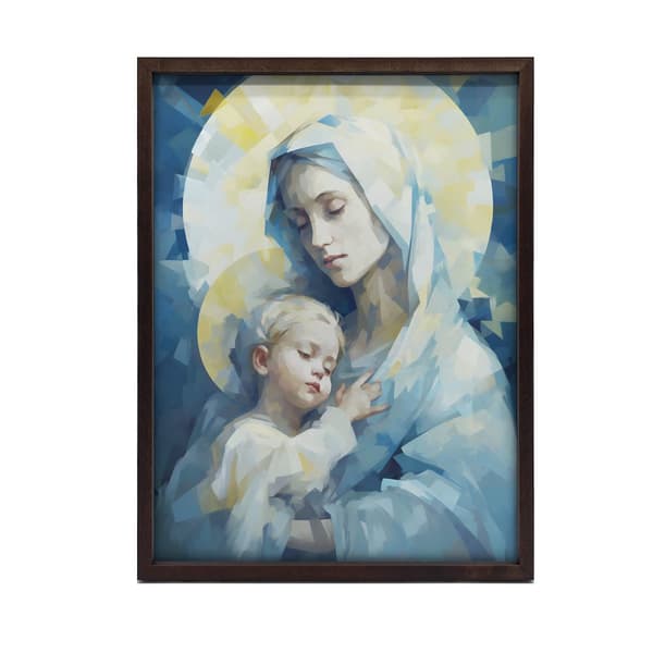 Motherly Love: Mary with Baby Jesus Motherly Love: Mary with Baby Jesus, 70x100 cm, uindrammet, premium lærred på båre