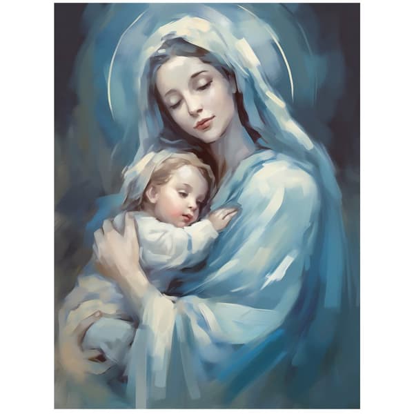 Harmony of Heavenly Love: Mary with Jesus Harmony of Heavenly Love: Mary with Jesus, 50x70 cm, mörkbrun träram, 230 gsm matt papper