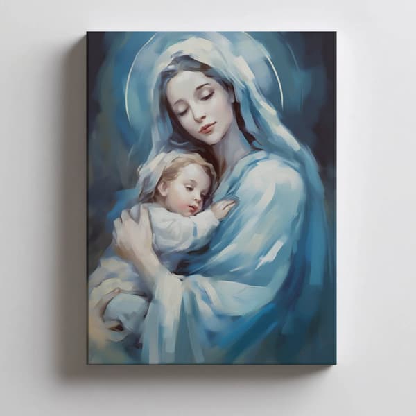 Harmony of Heavenly Love: Mary with Jesus Harmony of Heavenly Love: Mary with Jesus, 50x70 cm, mörkbrun träram, 230 gsm matt papper