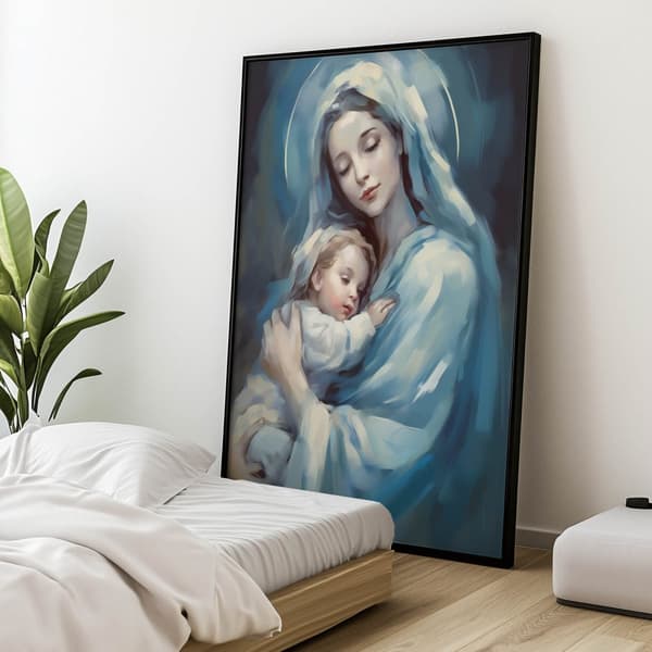 Harmony of Heavenly Love: Mary with Jesus Harmony of Heavenly Love: Mary with Jesus, 50x70 cm, mörkbrun träram, 230 gsm matt papper