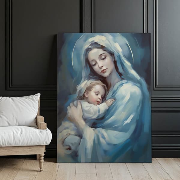 Harmony of Heavenly Love: Mary with Jesus Harmony of Heavenly Love: Mary with Jesus, 50x70 cm, mörkbrun träram, 230 gsm matt papper