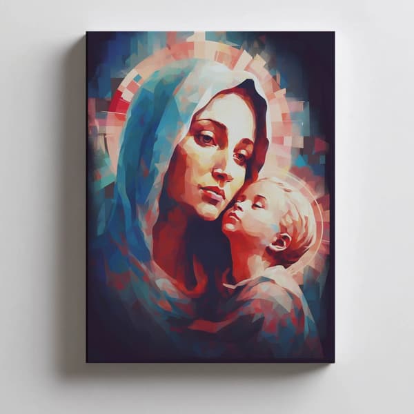 Sininen suojaus: Maria Jeesus-vauvan kanssa Sininen suojaus: Maria Jeesus-vauvan kanssa, 50x70 cm, musta alumiinirunko, 230 gsm mattapaperi