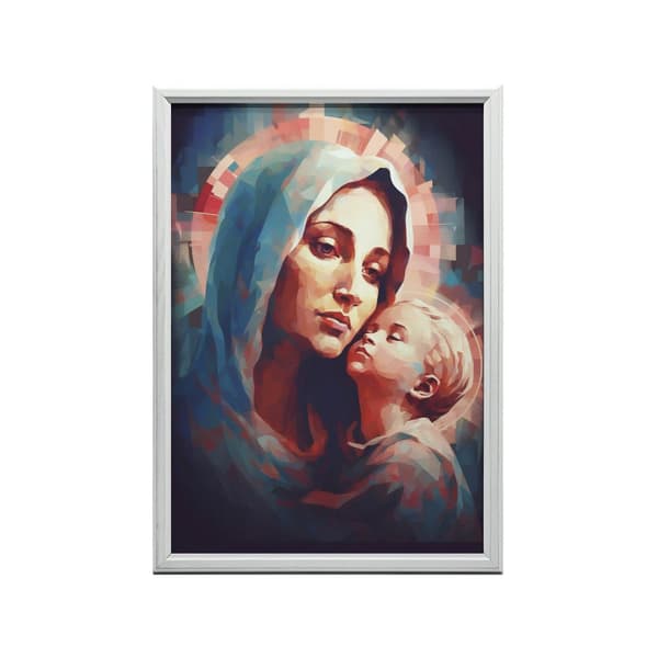 Sininen suojaus: Maria Jeesus-vauvan kanssa Sininen suojaus: Maria Jeesus-vauvan kanssa, 50x70 cm, musta alumiinirunko, 230 gsm mattapaperi