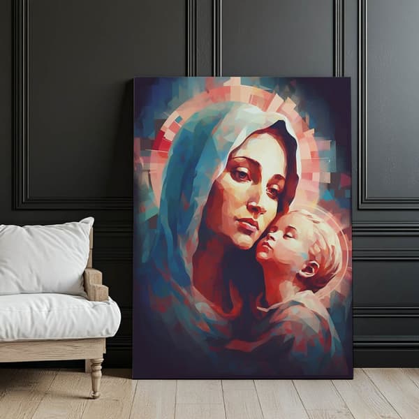 Sininen suojaus: Maria Jeesus-vauvan kanssa Sininen suojaus: Maria Jeesus-vauvan kanssa, 50x70 cm, musta alumiinirunko, 230 gsm mattapaperi