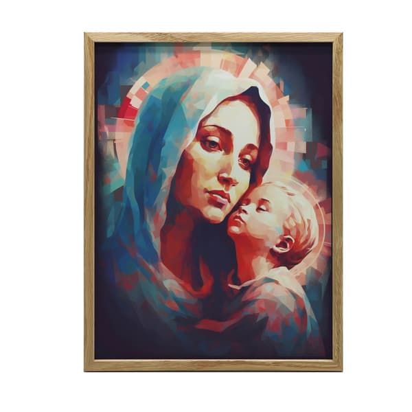 Sininen suojaus: Maria Jeesus-vauvan kanssa Sininen suojaus: Maria Jeesus-vauvan kanssa, 50x70 cm, musta alumiinirunko, 230 gsm mattapaperi