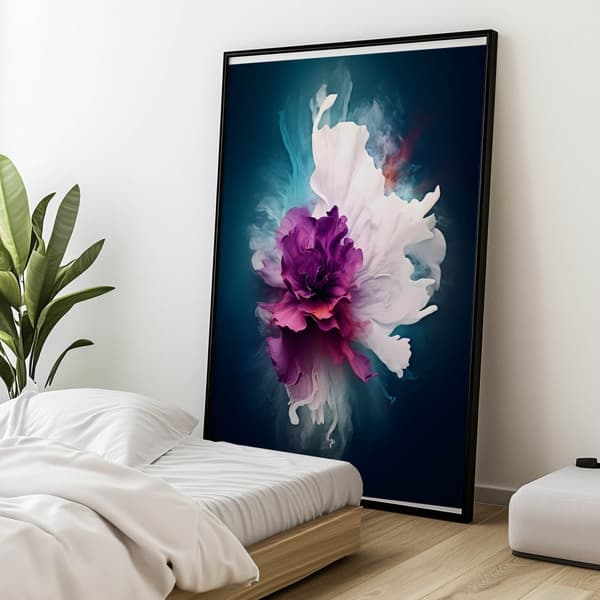 Abstrakt Blomster Charm Abstrakt Flower Charm, 60x90 cm, guld aluminiumsramme, 230 gsm mat papir