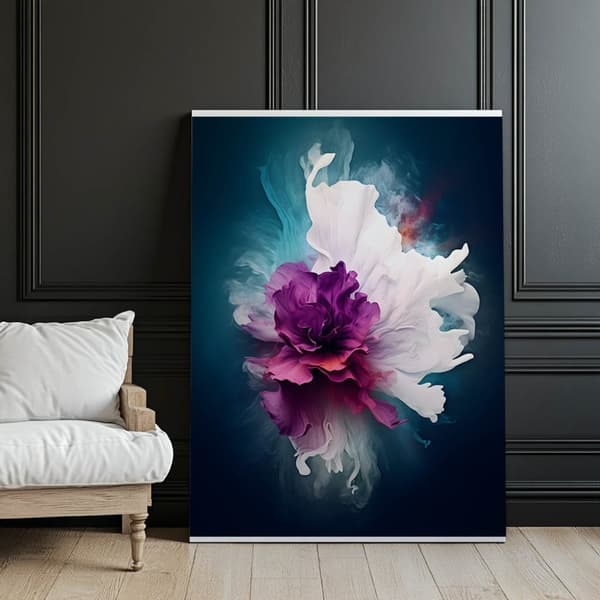 Abstrakt Blomster Charm Abstrakt Flower Charm, 60x90 cm, guld aluminiumsramme, 230 gsm mat papir