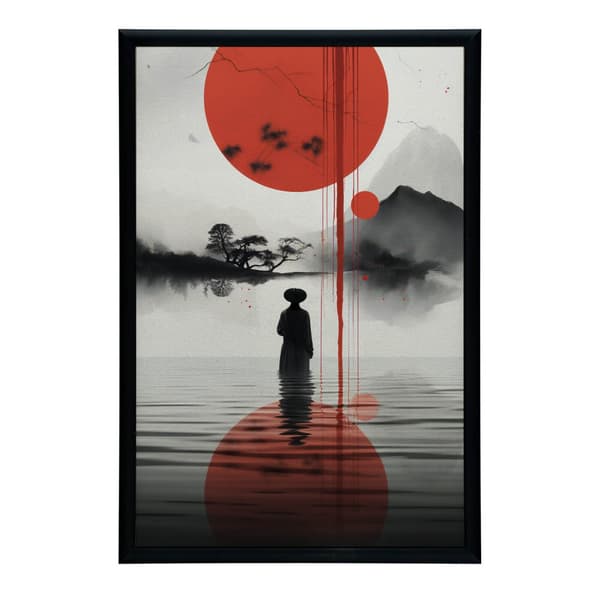 Red Sun Red Sun, 30x40 cm, guld aluminiumsramme, 230 gsm mat papir