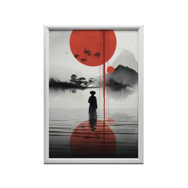 Red Sun Red Sun, 30x40 cm, guld aluminiumsramme, 230 gsm mat papir