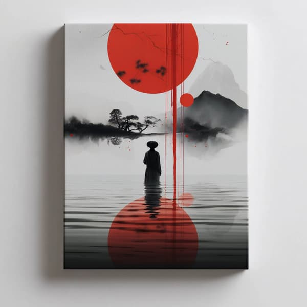 Red Sun Red Sun, 70x100 cm, guld aluminiumsramme, 230 gsm mat papir