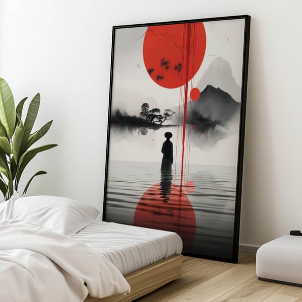 Red Sun Red Sun, 70x100 cm, guld aluminiumsramme, 230 gsm mat papir