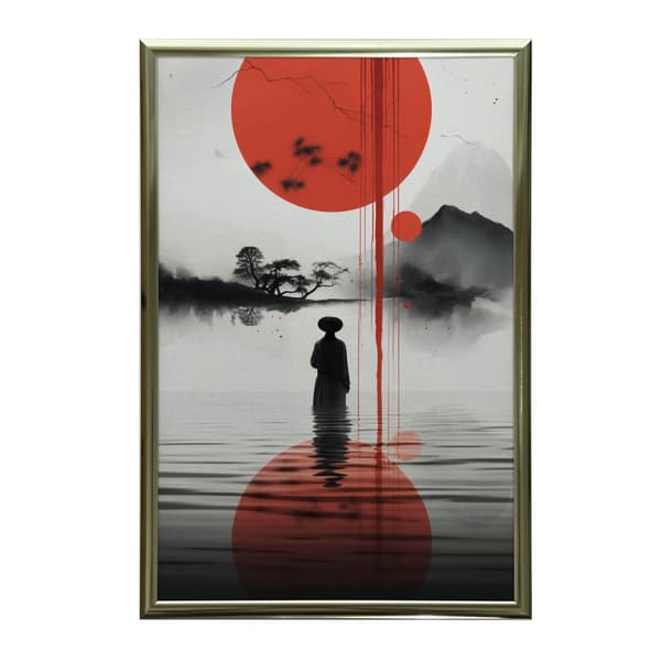 Red Sun Red Sun, 70x100 cm, guld aluminiumsramme, 230 gsm mat papir