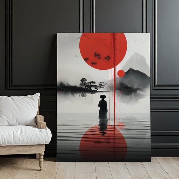 Red Sun Red Sun, 70x100 cm, guld aluminiumsramme, 230 gsm mat papir