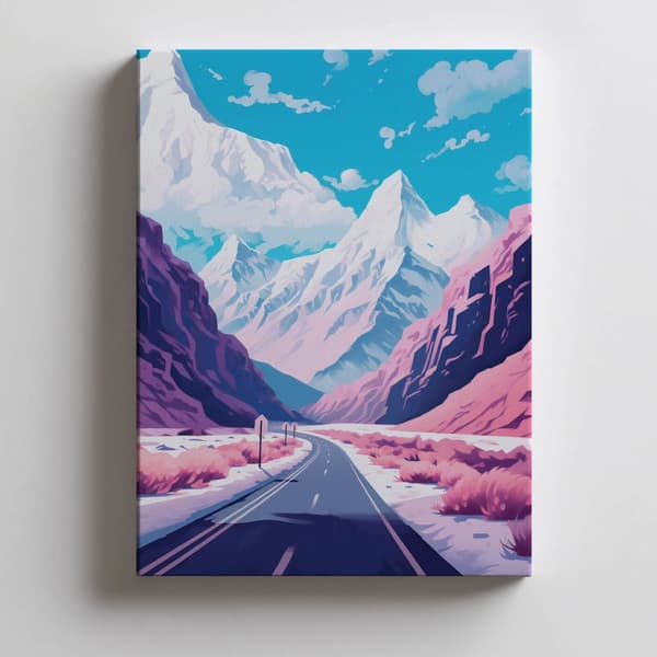 Pastel Mountain Landscape Pastel Mountain Landscape, 50x70 cm, sort aluminiumsramme, 230 gsm mat papir
