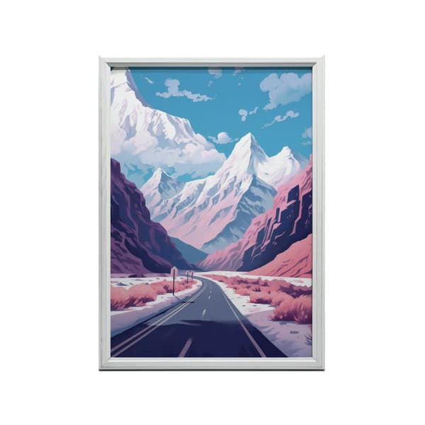 Pastel Mountain Landscape Pastel Mountain Landscape, 50x70 cm, sort aluminiumsramme, 230 gsm mat papir
