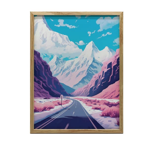 Pastel Mountain Landscape Pastel Mountain Landscape, 50x70 cm, sort aluminiumsramme, 230 gsm mat papir