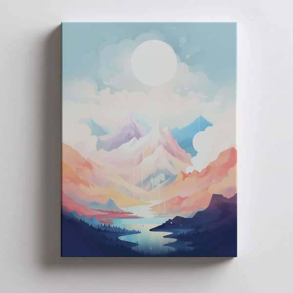 Pastel Melody of the Mountains Pastel Melody of the Mountains, 50x70 cm, uindrammet, premium lærred på båreramme