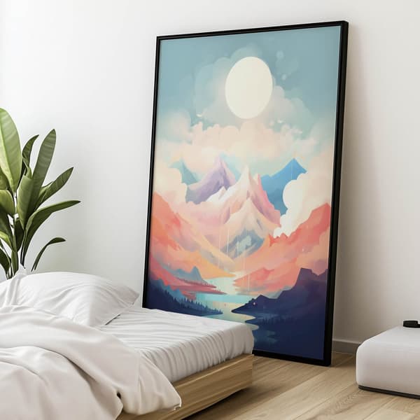 Pastel Melody of the Mountains Pastel Melody of the Mountains, 50x70 cm, uindrammet, premium lærred på båreramme