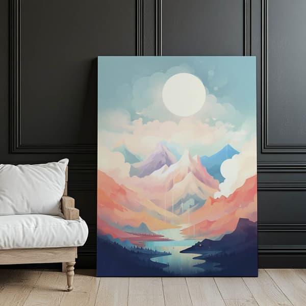 Pastel Melody of the Mountains Pastel Melody of the Mountains, 70x100 cm, mørkebrun træramme, 230 gsm mat papir