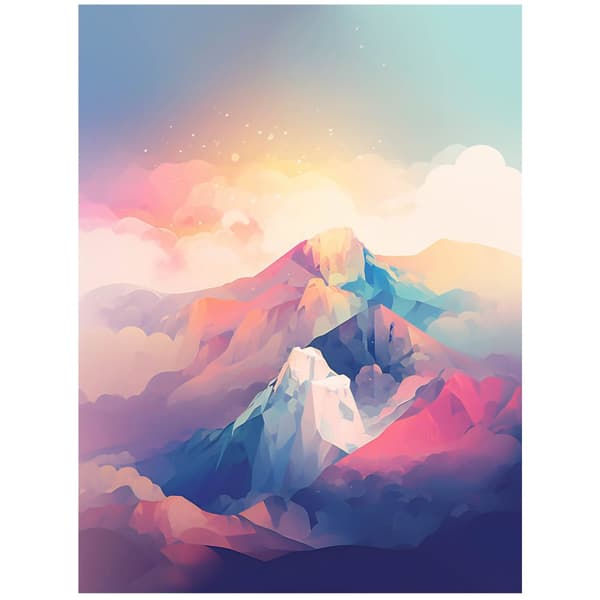 Pastel Mountain Dream Pastel Mountain Dream, 30x40 cm, mørkebrun træramme, 230 gsm mat papir
