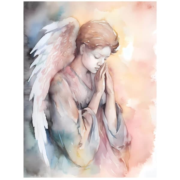 Praying Angel i pasteltoner Praying Angel i pastelfarver, 50x70 cm, uindrammet, 230 gsm mat papir