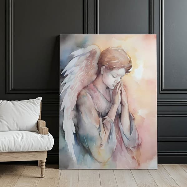 Praying Angel i pasteltoner Praying Angel i pastelfarver, 50x70 cm, uindrammet, 230 gsm mat papir