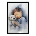 Miniatyrbillede 6 af 10: Dreng med bamse-krammer Dreng med bamse-krammer, 40x50 cm, guld-aluminiumsramme, 230 gsm mat papir