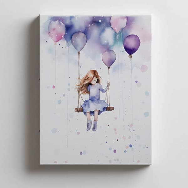 Girl on a Swing Girl on a swing, 30x40 cm, guld aluminiumsramme, 230 gsm mat papir