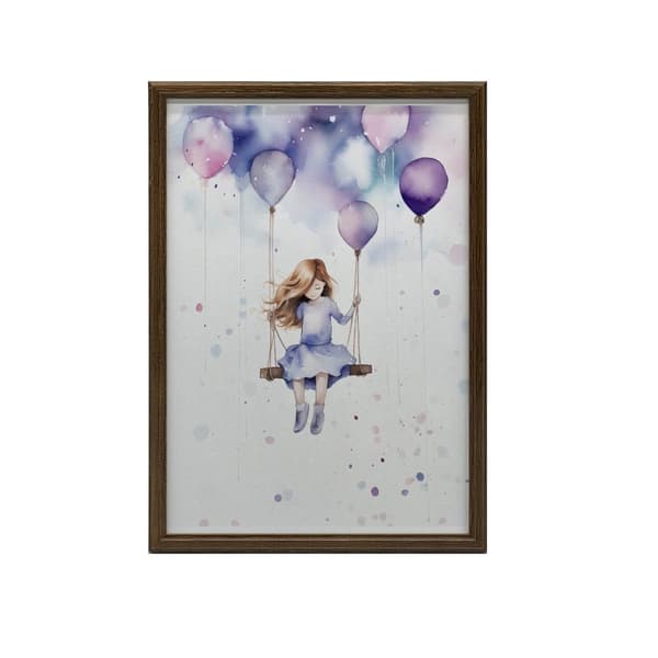Girl on a Swing Girl on a swing, 30x40 cm, guld aluminiumsramme, 230 gsm mat papir