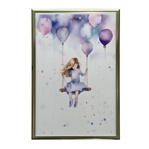 Girl on a Swing Girl on a swing, 30x40 cm, guld aluminiumsramme, 230 gsm mat papir