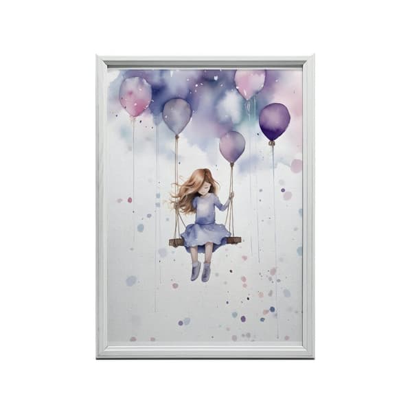 Girl on a Swing Girl on a swing, 30x40 cm, guld aluminiumsramme, 230 gsm mat papir