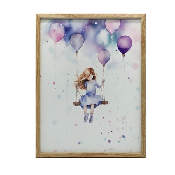 Girl on a Swing Girl on a swing, 30x40 cm, guld aluminiumsramme, 230 gsm mat papir