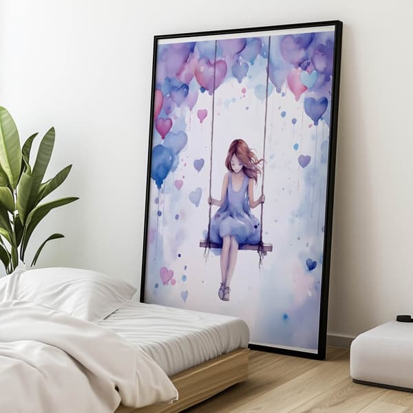 Purple Joy Purple Joy, 60x90 cm, sort aluminiumsramme, 230 gsm mat papir