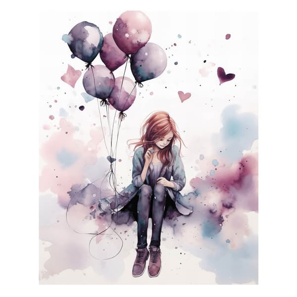 Swing in the Land of Balloons Swing in the Land of Balloons, 30x40 cm, mørkebrun træramme, 230 gsm mat papir