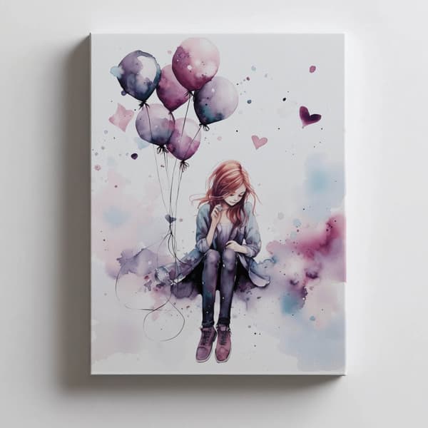 Swing in the Land of Balloons Swing in the Land of Balloons, 30x40 cm, mørkebrun træramme, 230 gsm mat papir