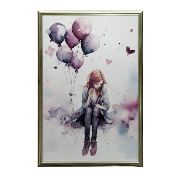 Swing in the Land of Balloons Swing in the Land of Balloons, 30x40 cm, mørkebrun træramme, 230 gsm mat papir