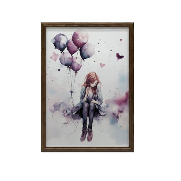 Swing in the Land of Balloons Swing in the Land of Balloons, 30x40 cm, mørkebrun træramme, 230 gsm mat papir