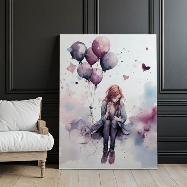 Swing in the Land of Balloons Swing in the Land of Balloons, 30x40 cm, mørkebrun træramme, 230 gsm mat papir