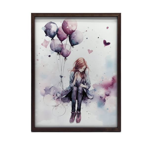 Swing in the Land of Balloons Swing in the Land of Balloons, 30x40 cm, mørkebrun træramme, 230 gsm mat papir
