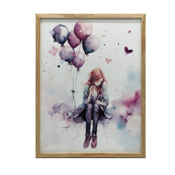 Swing in the Land of Balloons Swing in the Land of Balloons, 70x100 cm, mørkebrun træramme, 230 gsm mat papir
