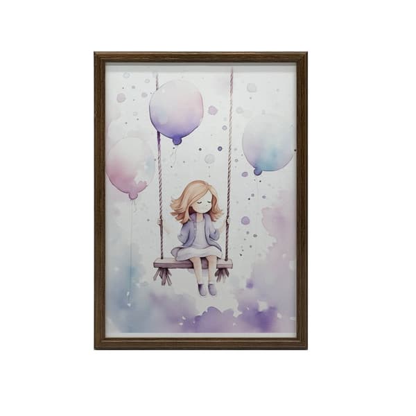 Värikäs Joy keinussa Värikäs ilo keinussa, 50x70 cm, tummanruskea puurunko, 230 gsm mattapaperi