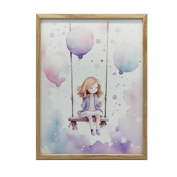 Värikäs Joy keinussa Värikäs ilo keinussa, 50x70 cm, tummanruskea puurunko, 230 gsm mattapaperi