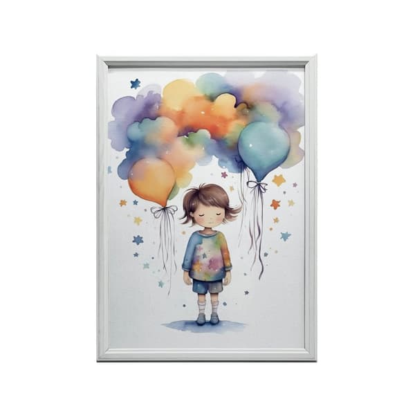 Tjej med ballonger Tjej med ballonger, 50x70 cm, svart aluminiumram, 230 gsm matt papper