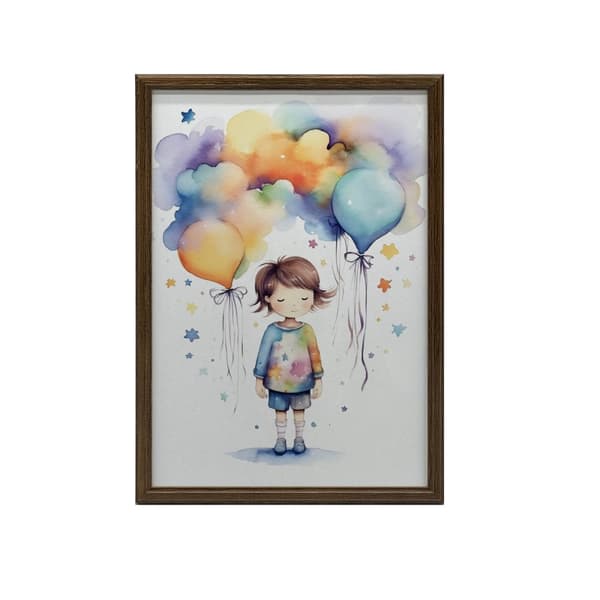 Tjej med ballonger Tjej med ballonger, 50x70 cm, svart aluminiumram, 230 gsm matt papper