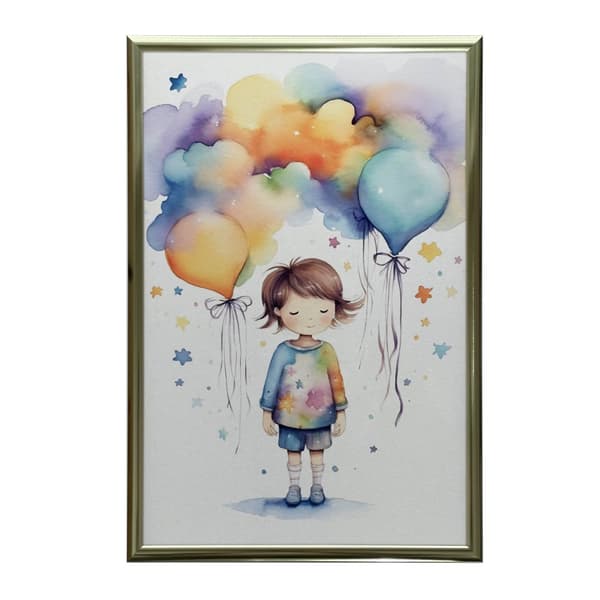 Tjej med ballonger Tjej med ballonger, 50x70 cm, svart aluminiumram, 230 gsm matt papper